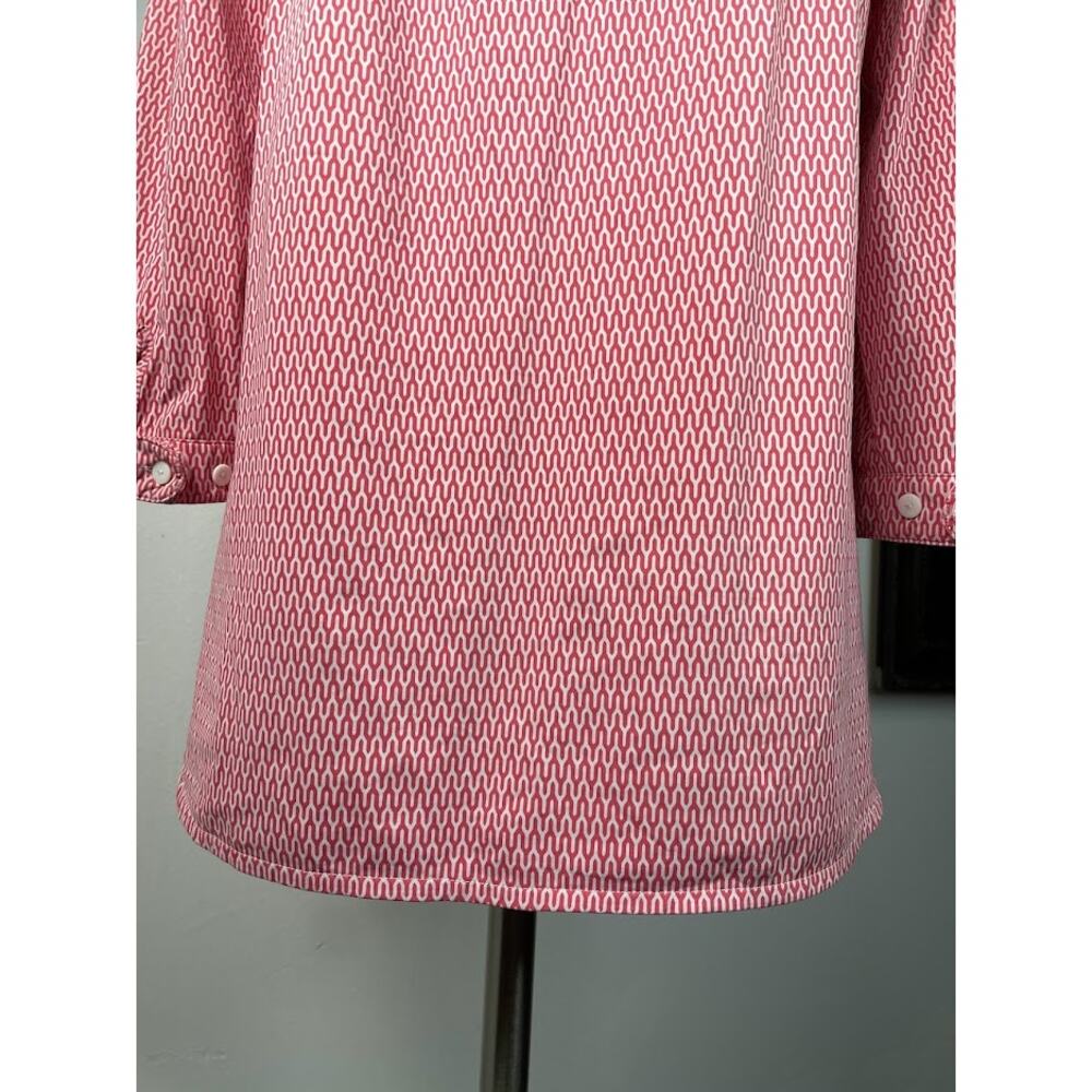 Ellie Kia Relaxed V-Neck Geometric Print Blouse Pink Preppy Top Womens Large - Picture 8 of 14